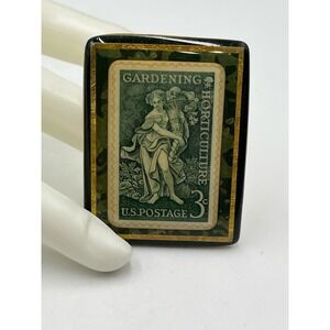 Art Stuff by Robyn 1958 Gardening &‎ Horticulture Postage Stamp Brooch